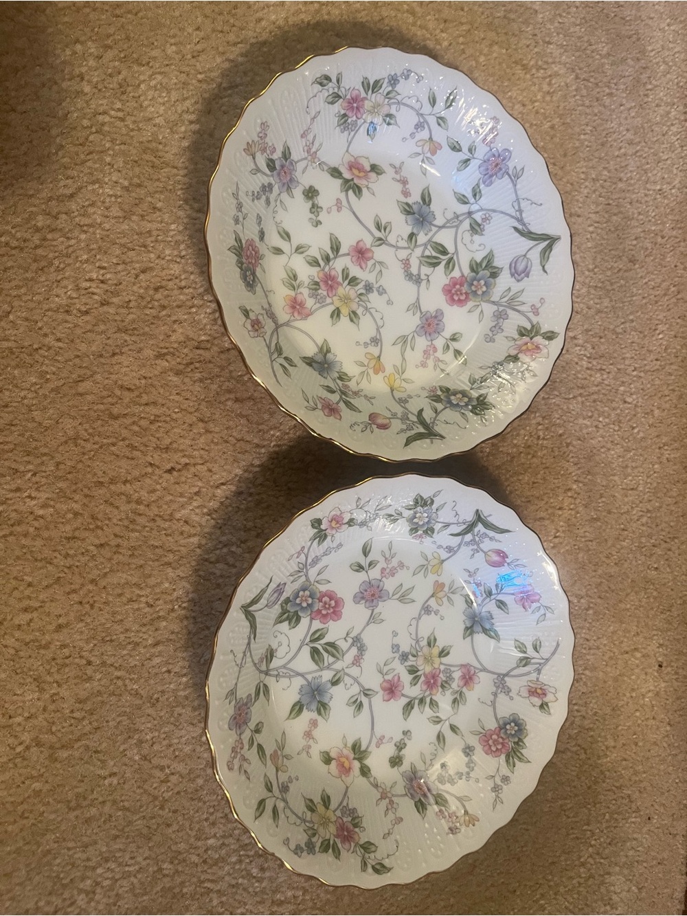 VTG Fine Bone China Andrea by Sadek Corona Floral Set of 2 Cereal Soup Bowls 7.5